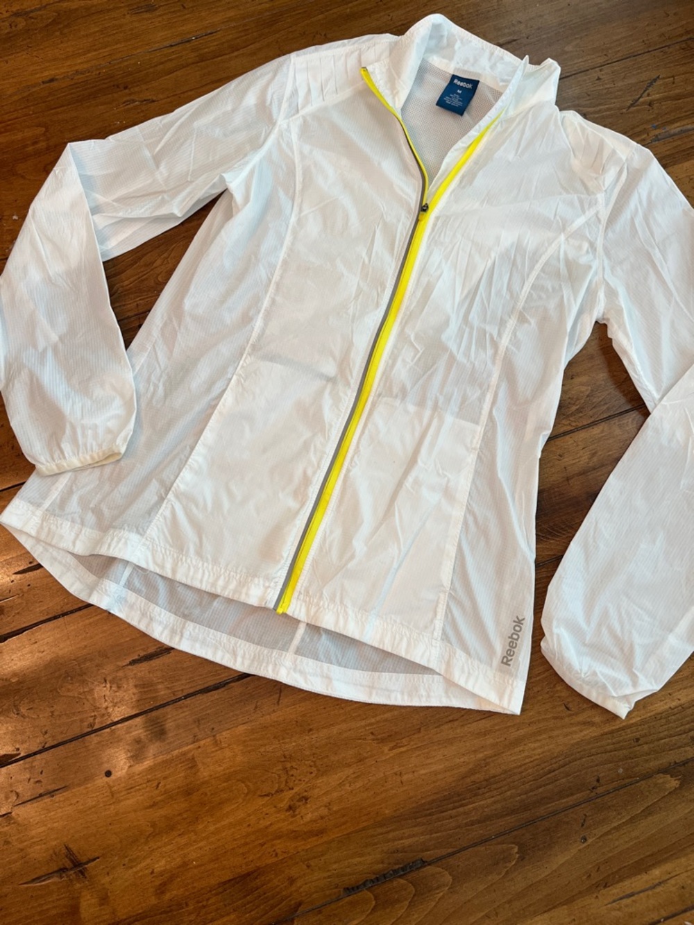 Reebok White Jacket with Neon Yellow Zipper